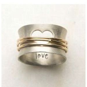 NEW Elegant Heart Two Tone 925 Silver Ring